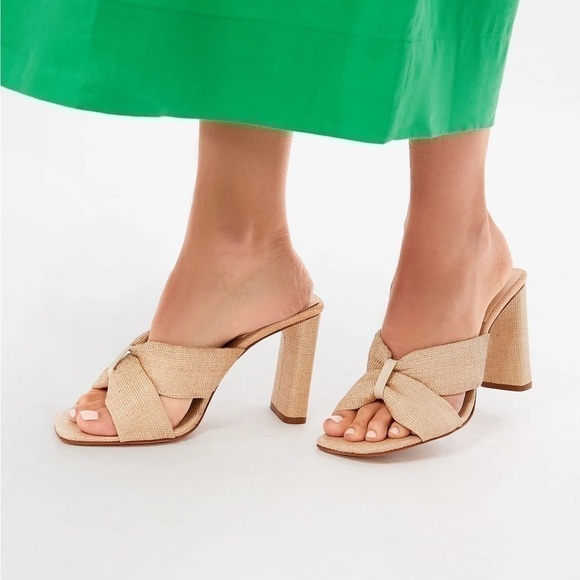 Schutz Fairy Crisscross Heeled Slide Sandals - natural - Picture 1 of 16